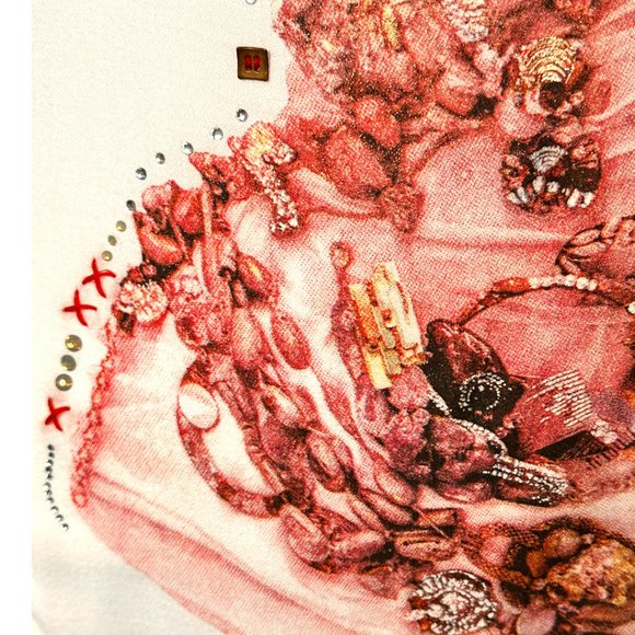 ELISA CAVALETTI EMBELLISHED PRINT DROP SLEEVE TOP (SZ XS / SM) - Picture 13 of 15